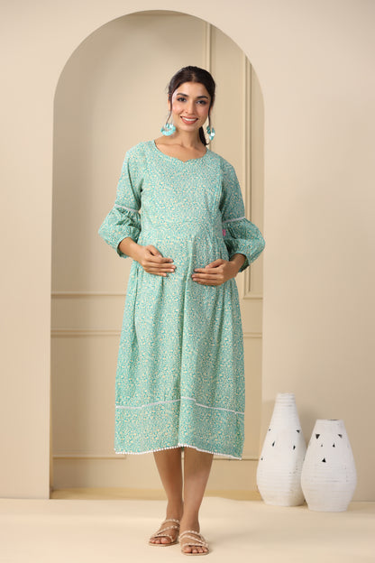 Turquoise Paradise Maternity & Nursing Dress