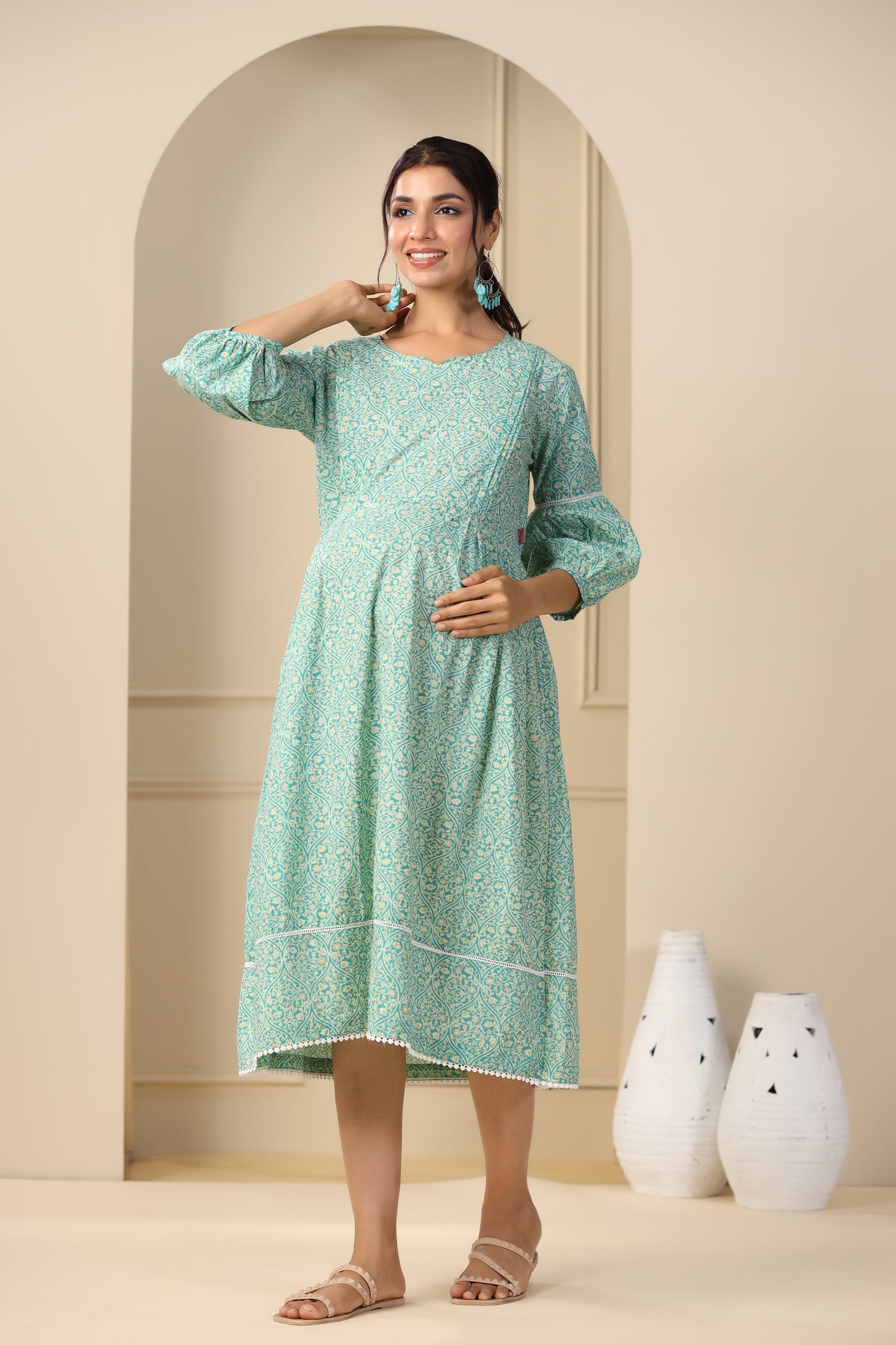 Turquoise Paradise Maternity & Nursing Dress