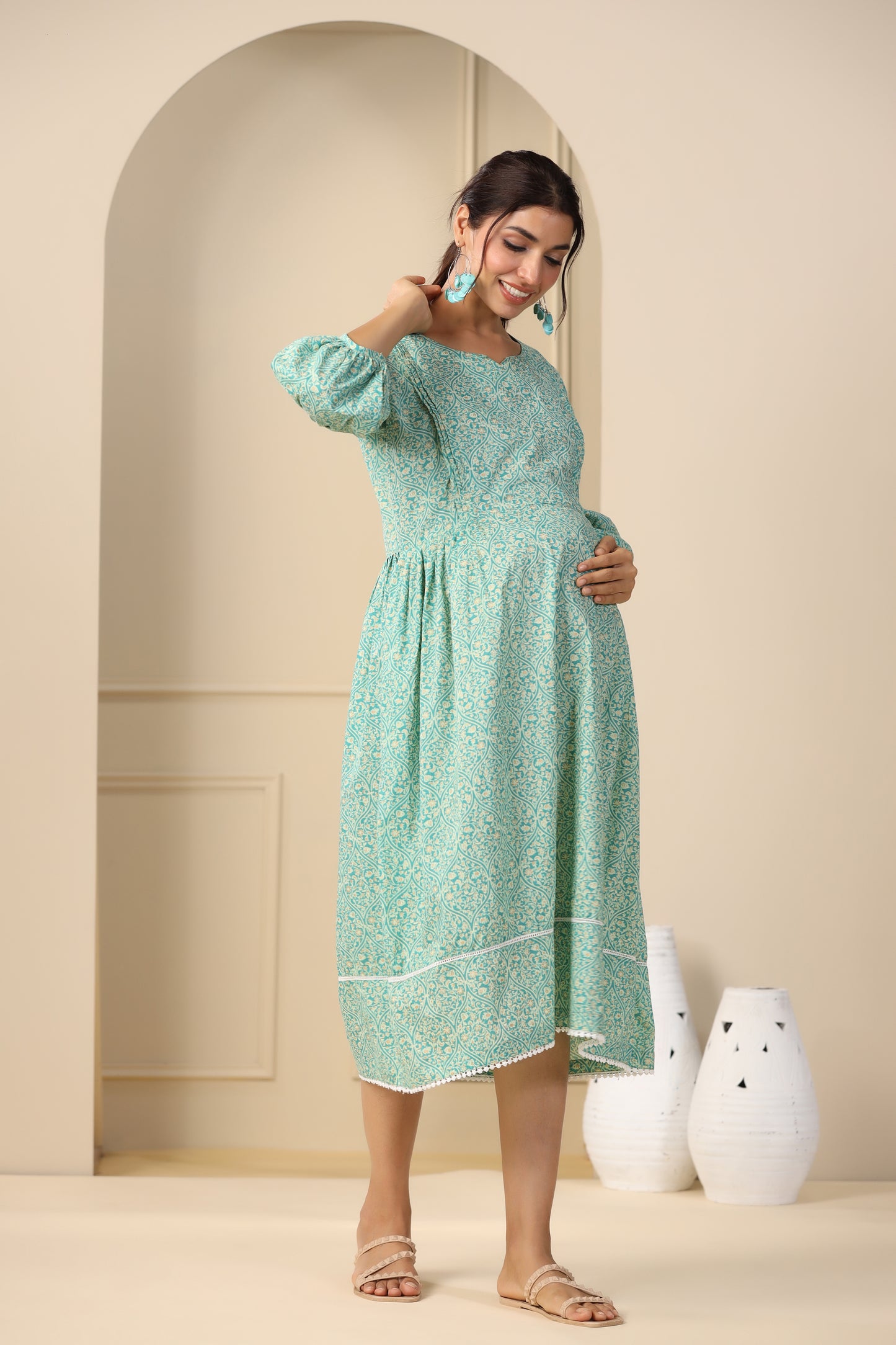 Turquoise Paradise Maternity & Nursing Dress