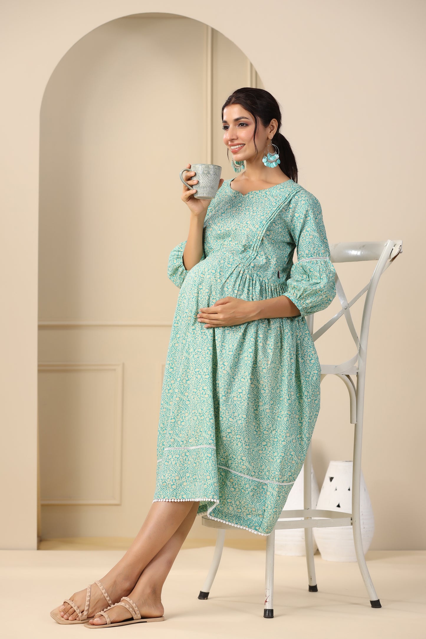 Turquoise Paradise Maternity & Nursing Dress