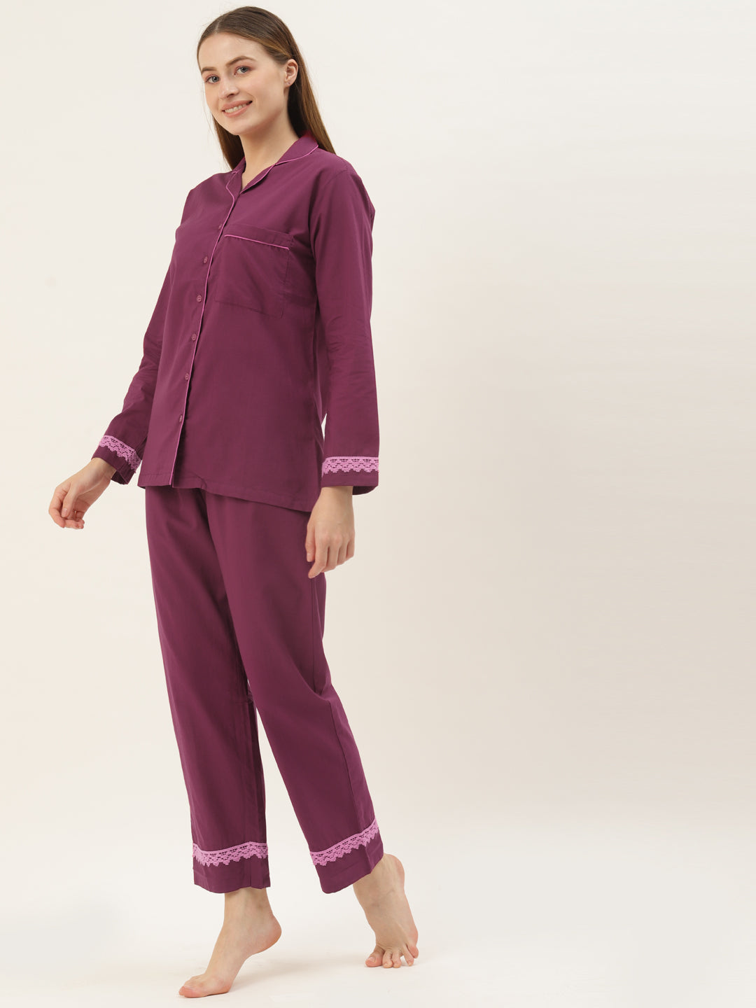 Monoch Maroon Cotton Loungewear