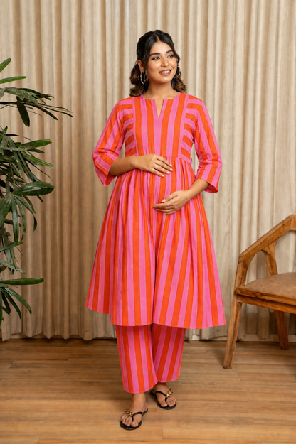 Coral Blush Maternity & Nursing  Co-ord Set