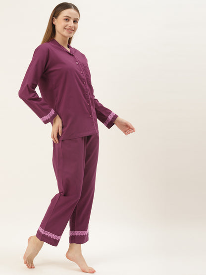 Monoch Maroon Cotton Loungewear