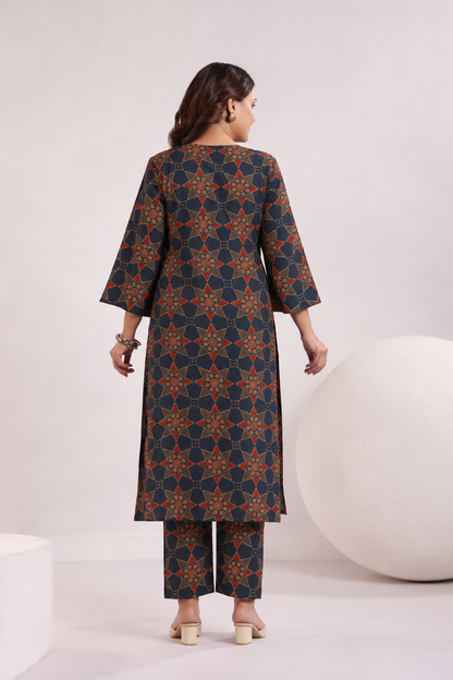 Indigo Starburst Maternity & Nursing Kurta Pant Set