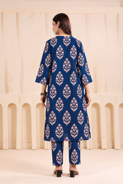 Gulmohar Blue Maternity & Nursing Kurta Pant Set