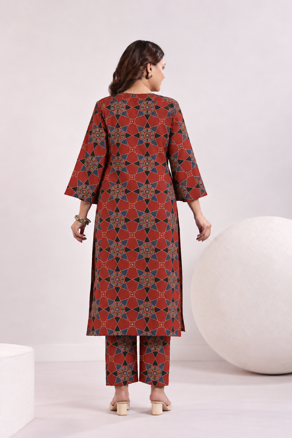 Rust Starburst Maternity & Nursing Kurta Pant Set