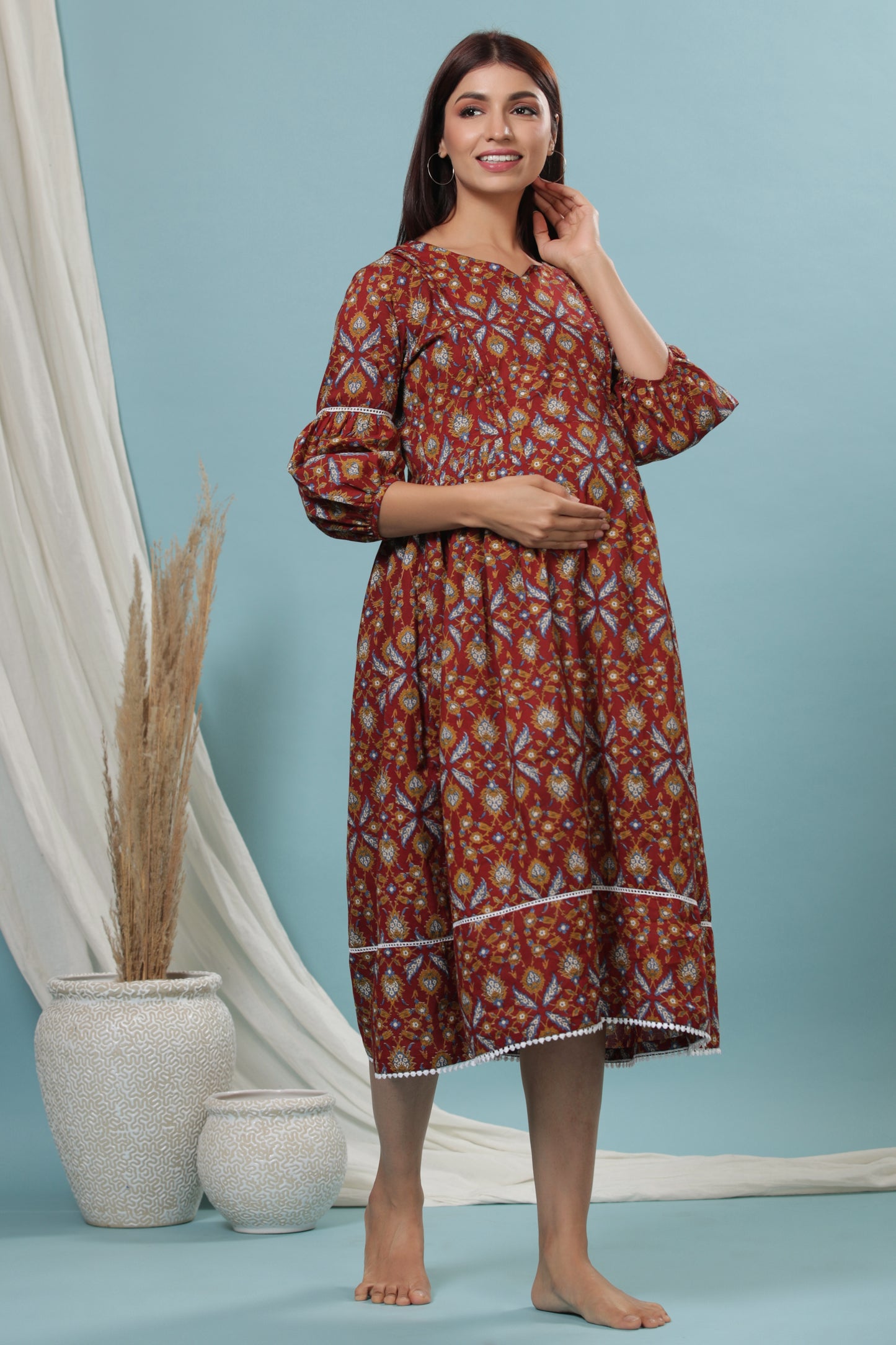 Complete Harmony Red Maternity & Nursing Dress