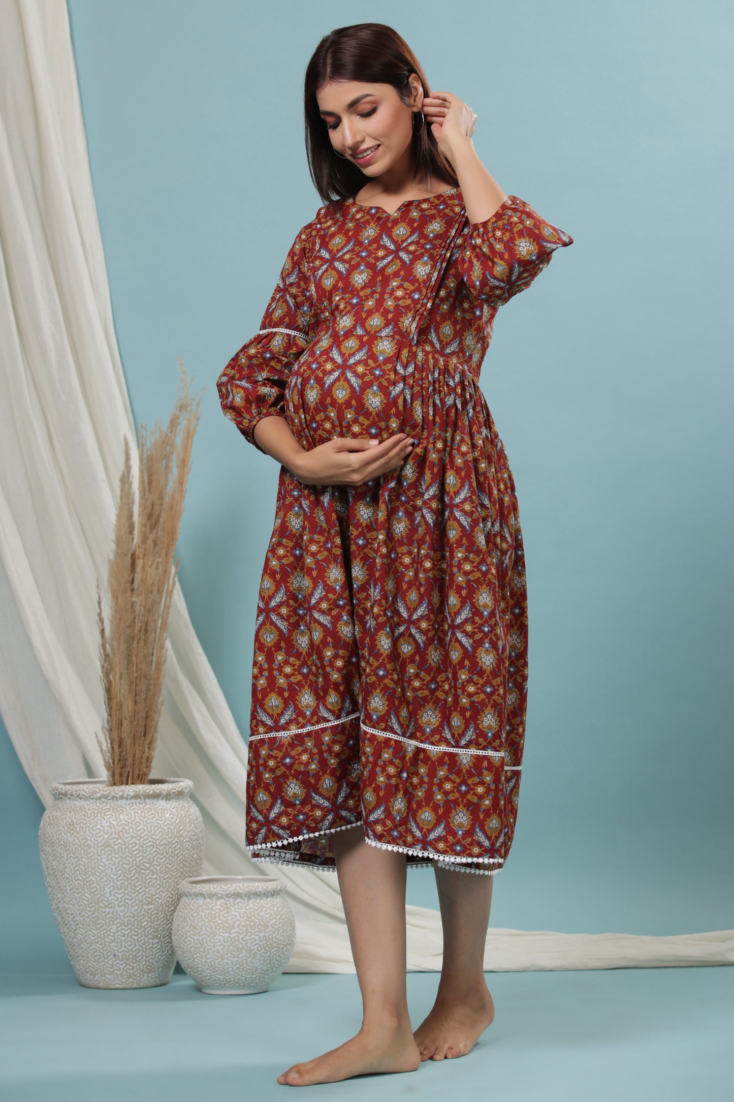 Complete Harmony Red Maternity & Nursing Dress