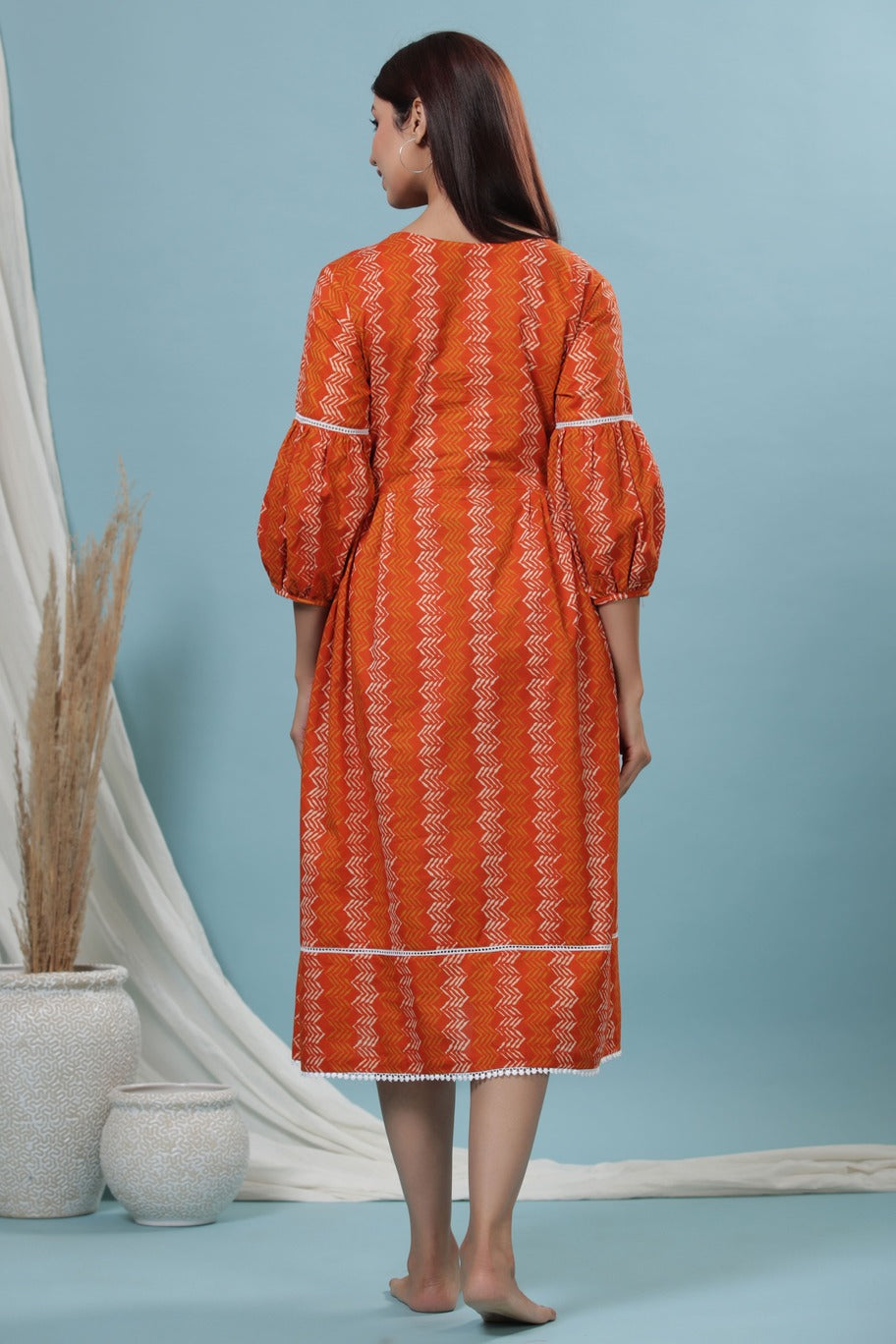 ZigZag on Orange Maternity & Nursing Dress