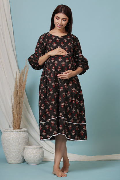 Sassy Black Maternity & Nursing Dress