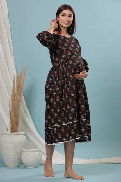 Sassy Black Maternity & Nursing Dress