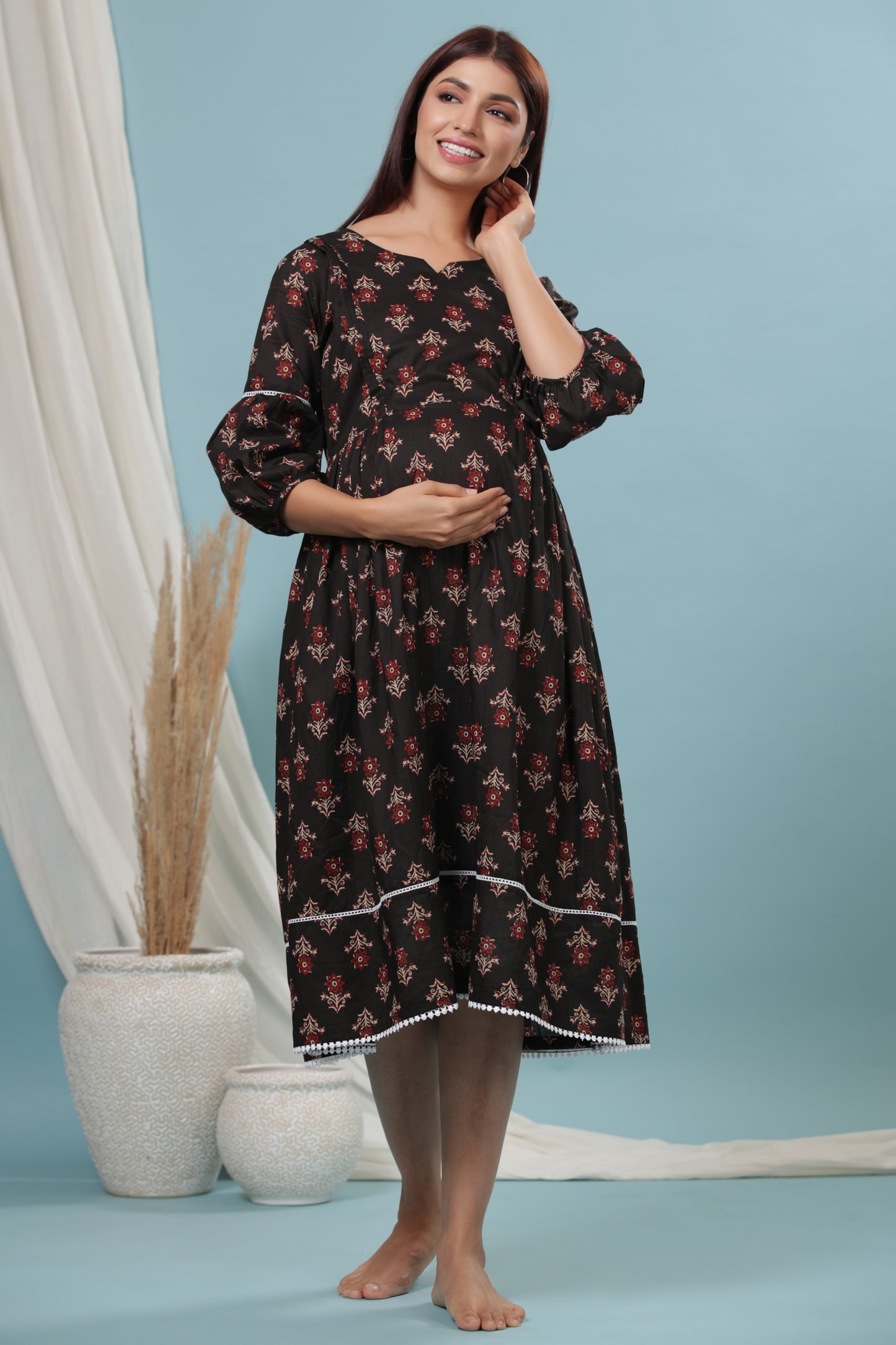 Sassy Black Maternity & Nursing Dress