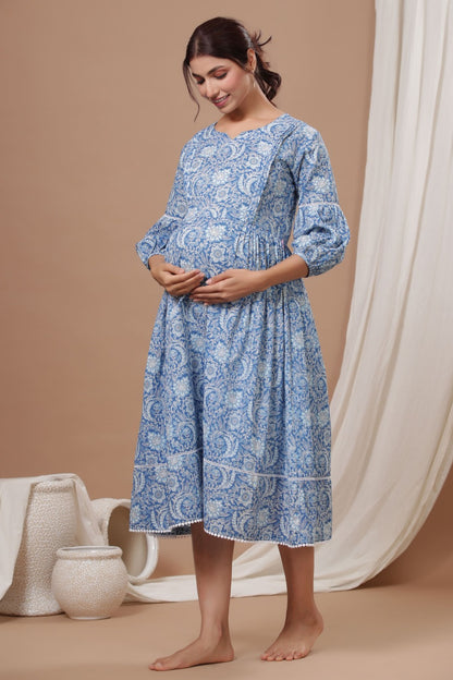 Floral Lagoon Maternity & Nursing Dress