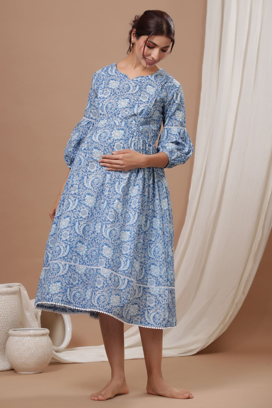 Floral Lagoon Maternity & Nursing Dress