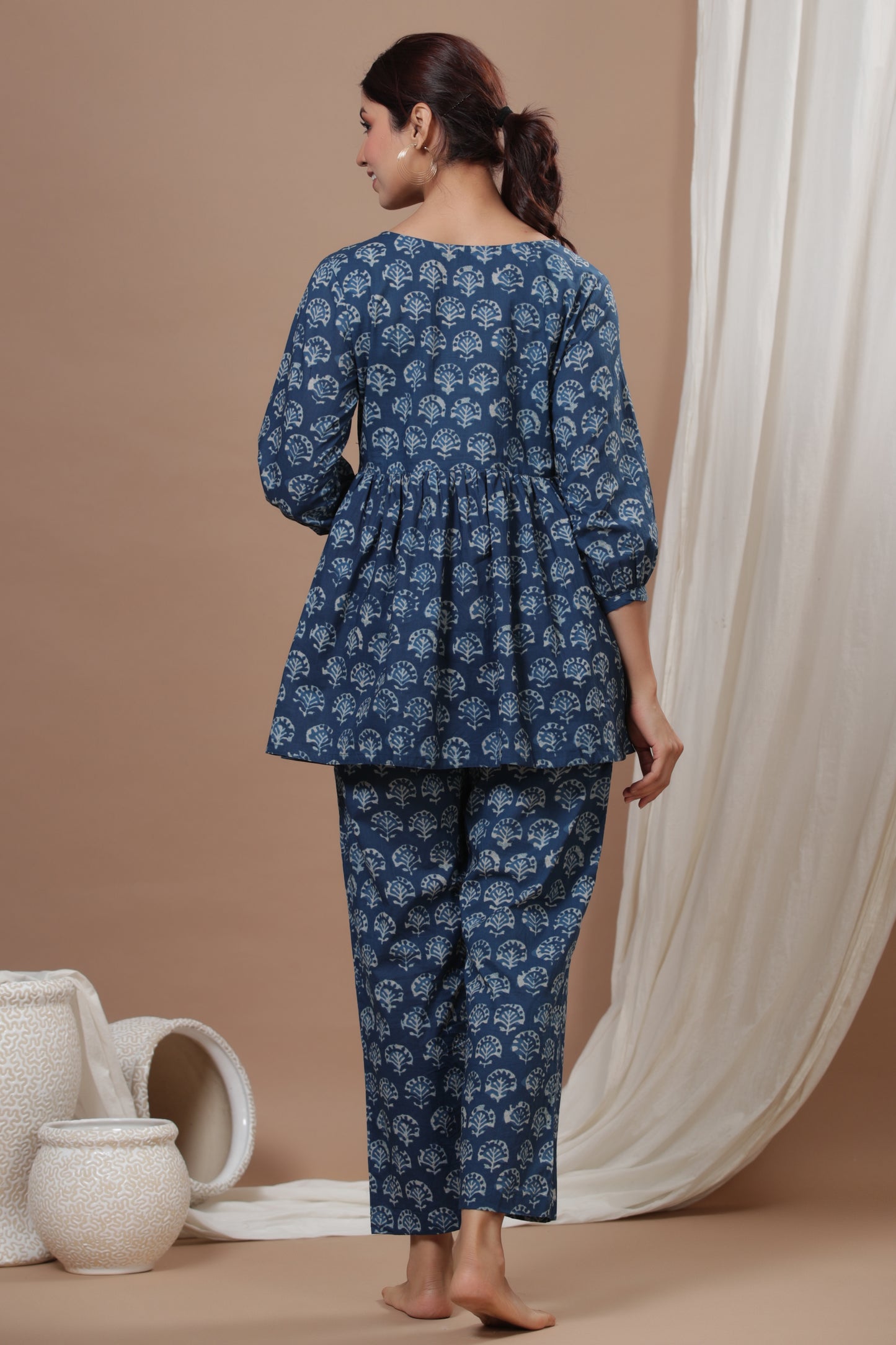 Indigo Batik Print Maternity & Nursing Set