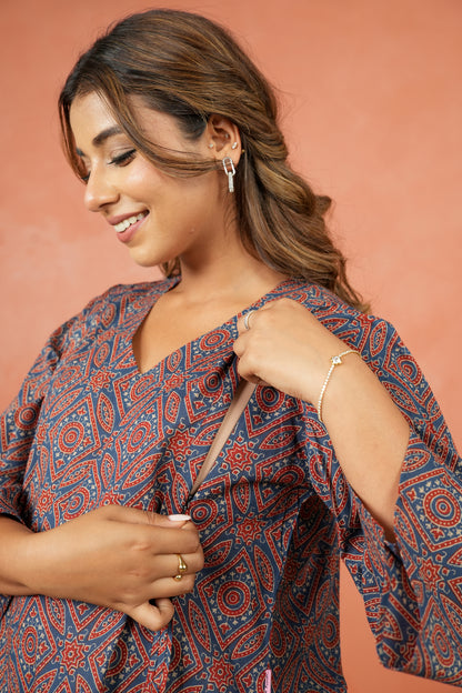 Indigo Ajrakh Maternity & Nursing Co-ord Set