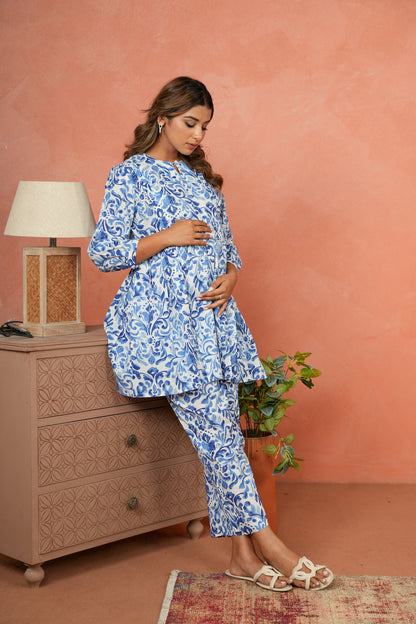 Indigo Whirl  Maternity & Nursing Co-ord Set