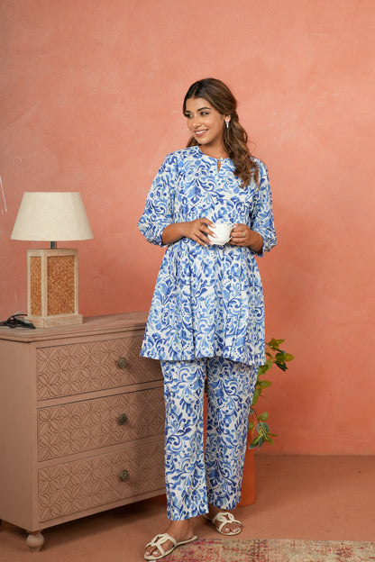 Indigo Whirl  Maternity & Nursing Co-ord Set