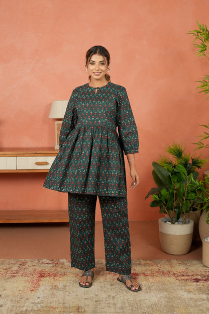 Emerald Bloom Maternity & Nursing Co-ord Set