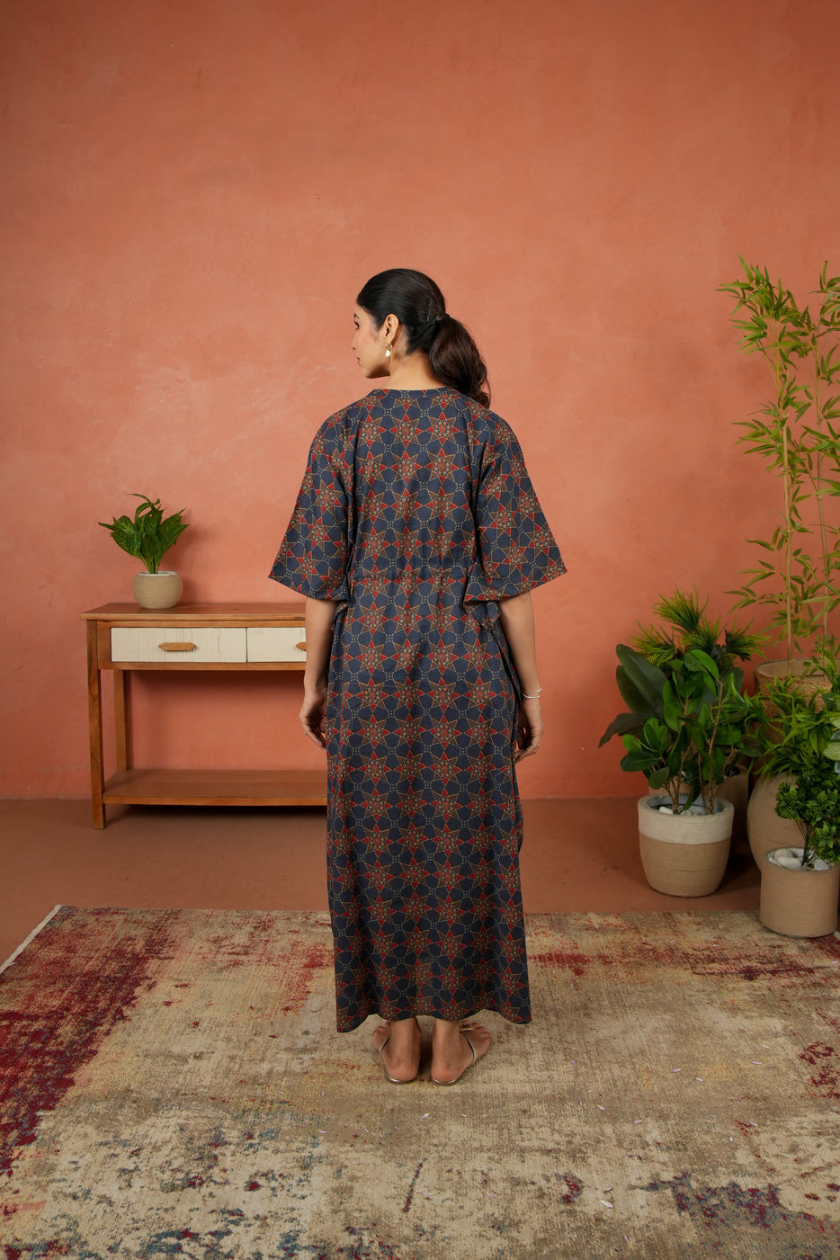 Indigo Starburst Maternity & Nursing Kaftan