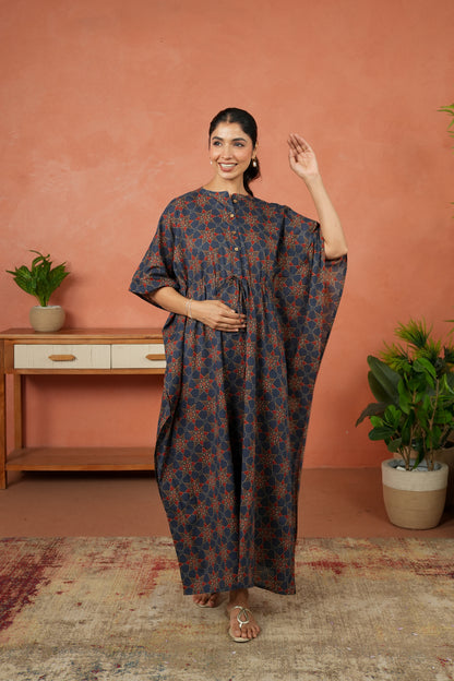 Indigo Starburst Maternity & Nursing Kaftan