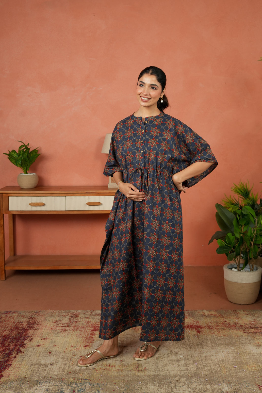 Indigo Starburst Maternity & Nursing Kaftan