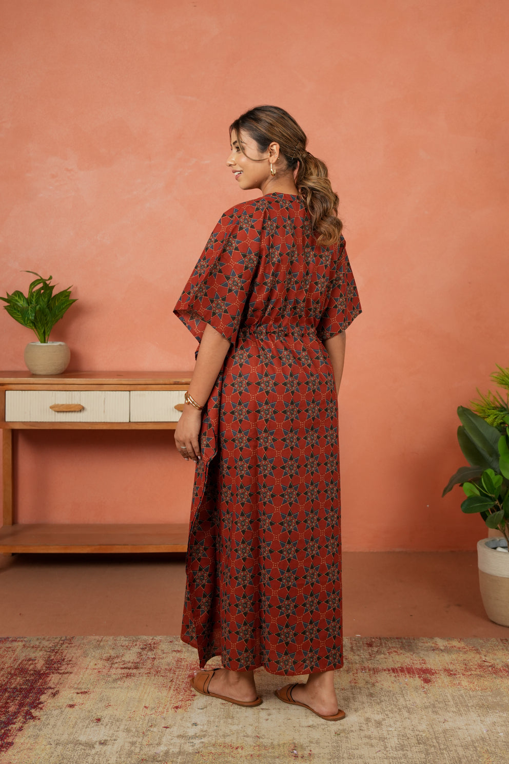 Rust Starburst Maternity & Nursing Kaftan