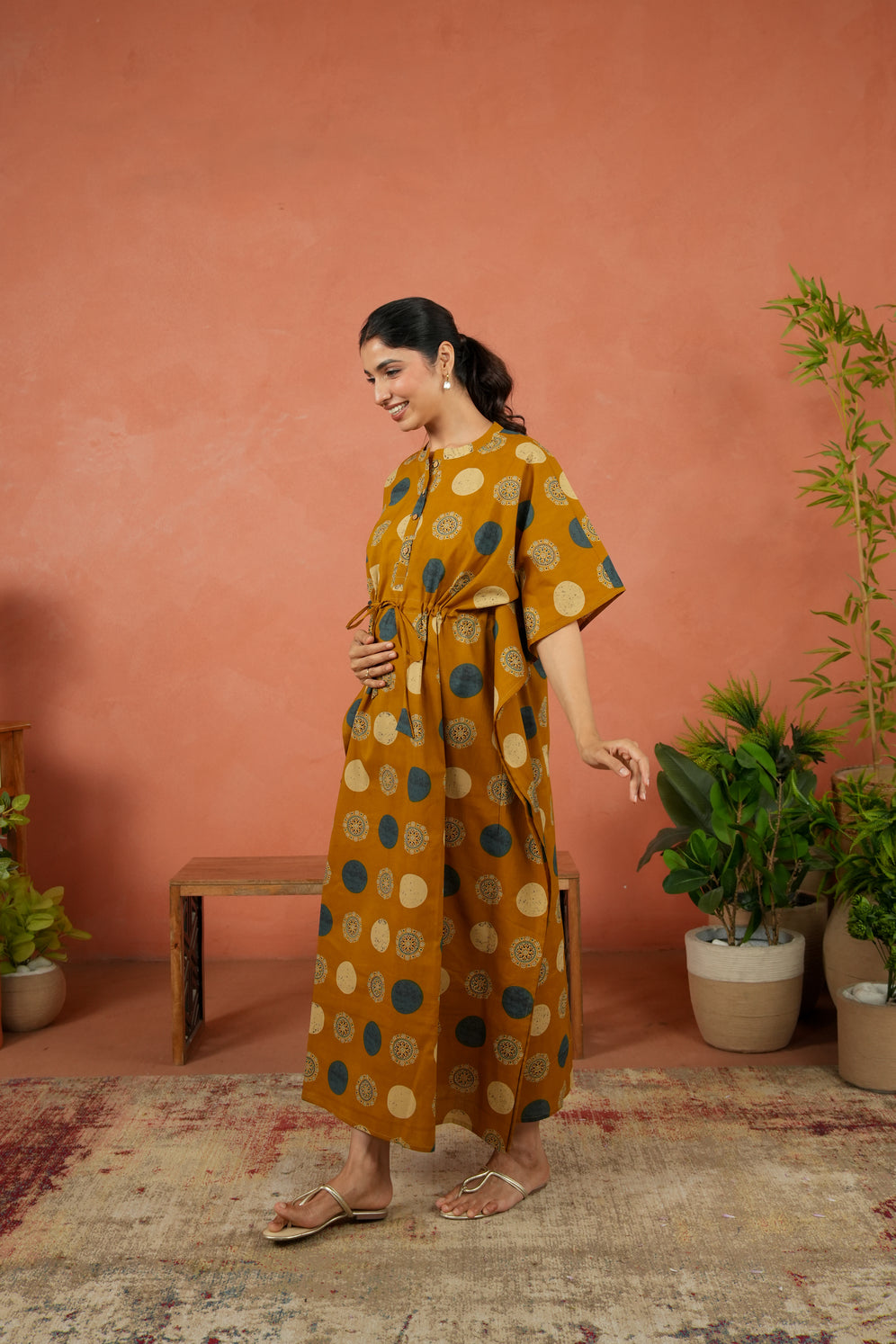 Earthy Medallions Maternity & Nursing Kaftan