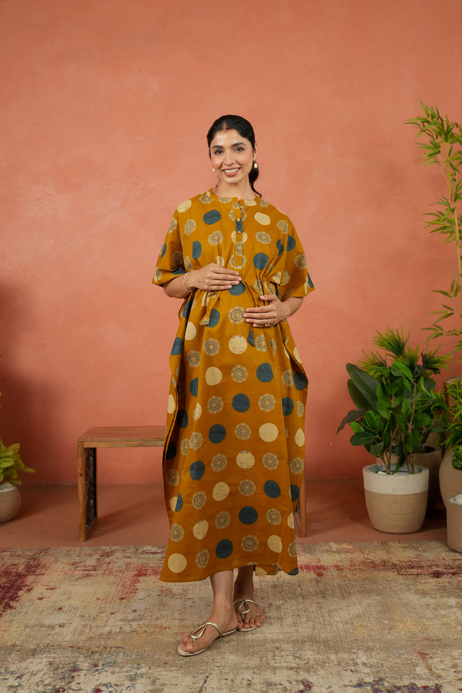 Earthy Medallions Maternity & Nursing Kaftan