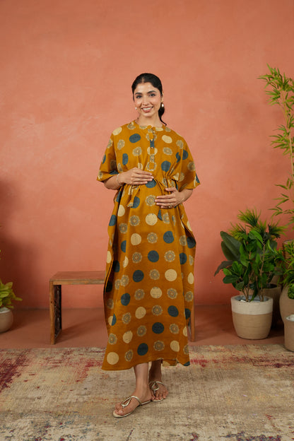 Earthy Medallions Maternity & Nursing Kaftan