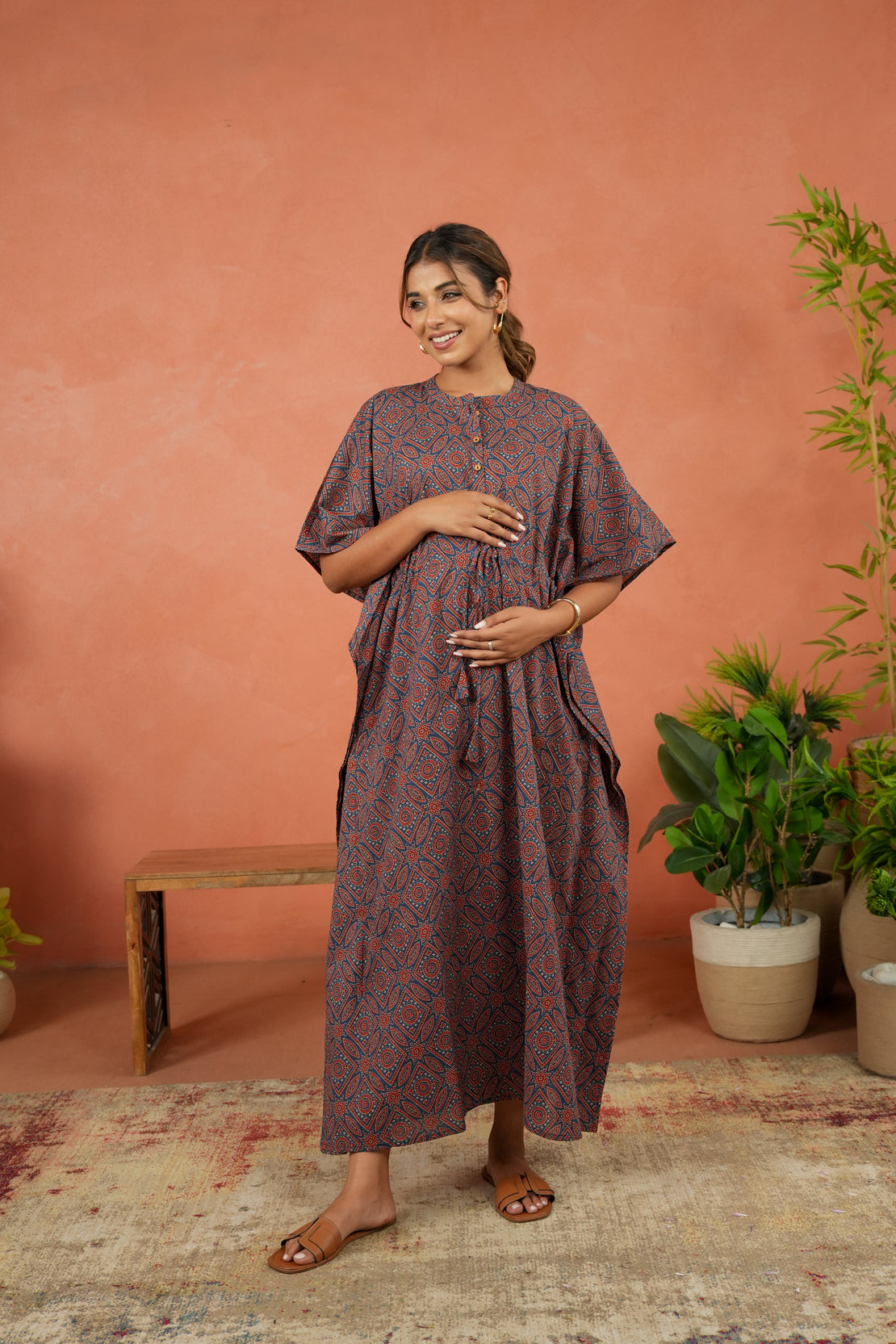 Indigo Ajrakh Maternity & Nursing Kaftan