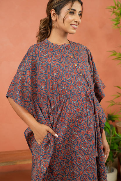 Indigo Ajrakh Maternity & Nursing Kaftan