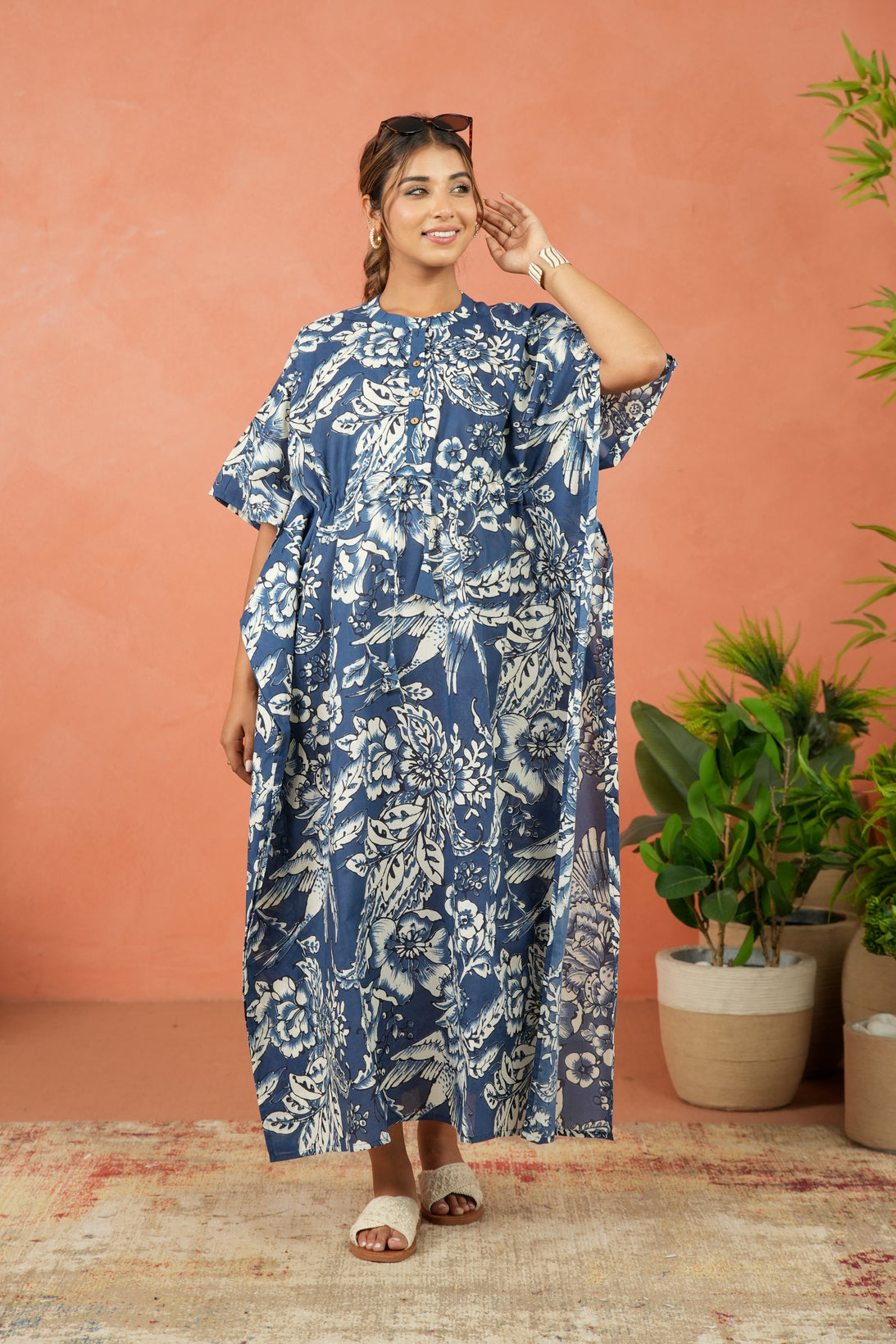 Indigo Flora Maternity & Nursing Kaftan