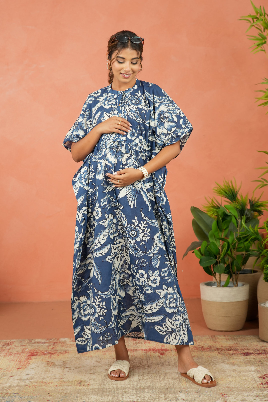 Indigo Flora Maternity & Nursing Kaftan