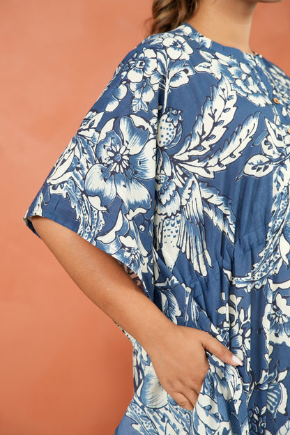 Indigo Flora Maternity & Nursing Kaftan
