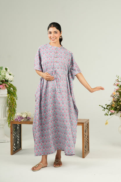 Vintage Rose Trellis Maternity & Nursing Kaftan