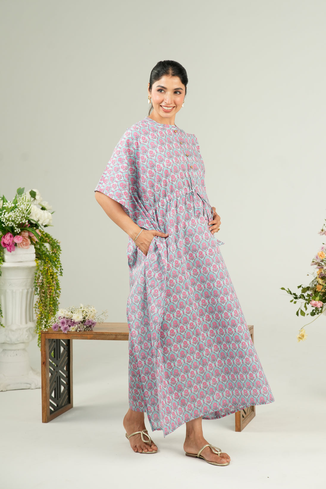 Vintage Rose Trellis Maternity & Nursing Kaftan