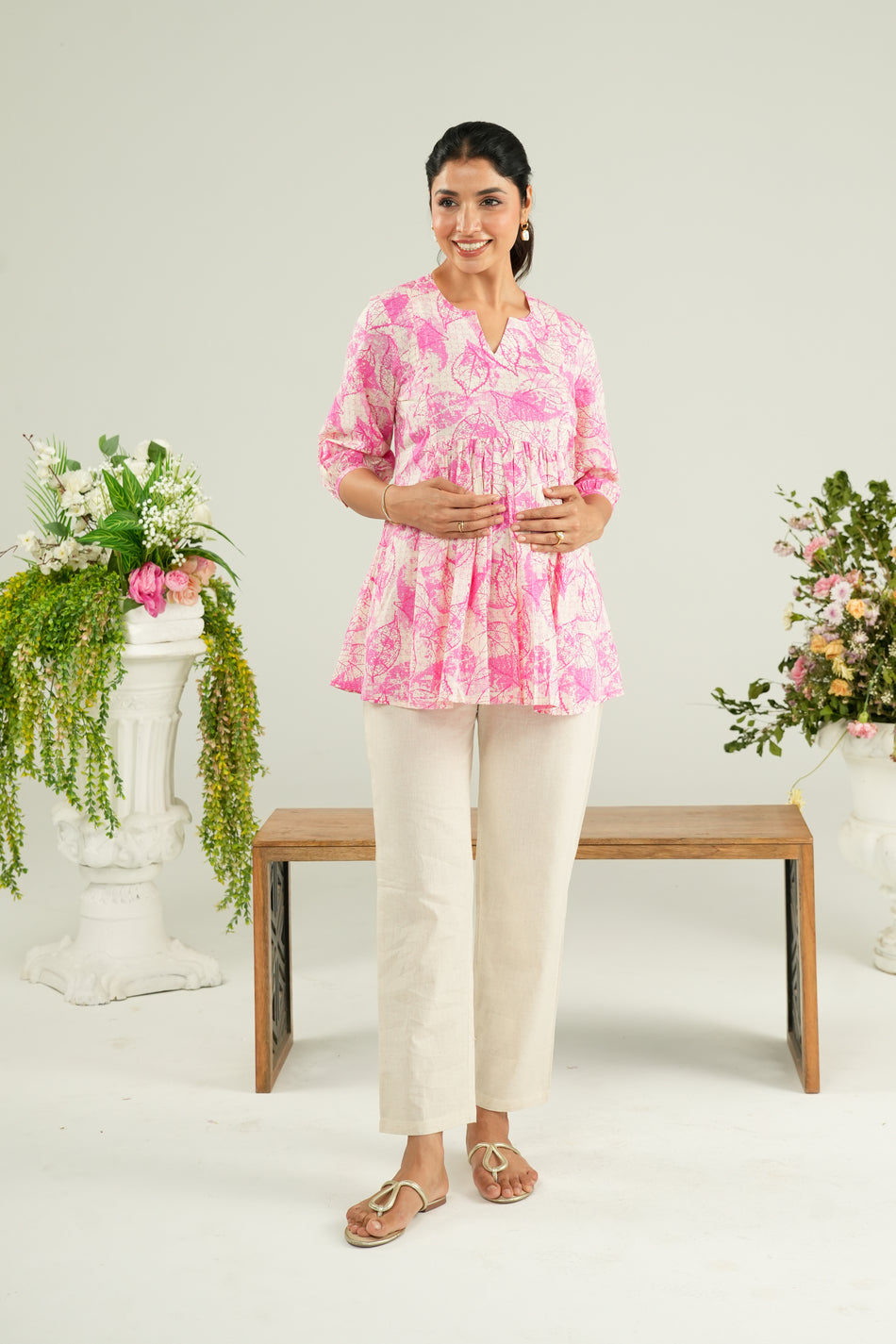 Fuchsia Fern Maternity & Nursing Top