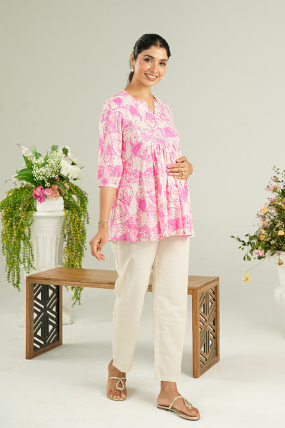 Fuchsia Fern Maternity & Nursing Top