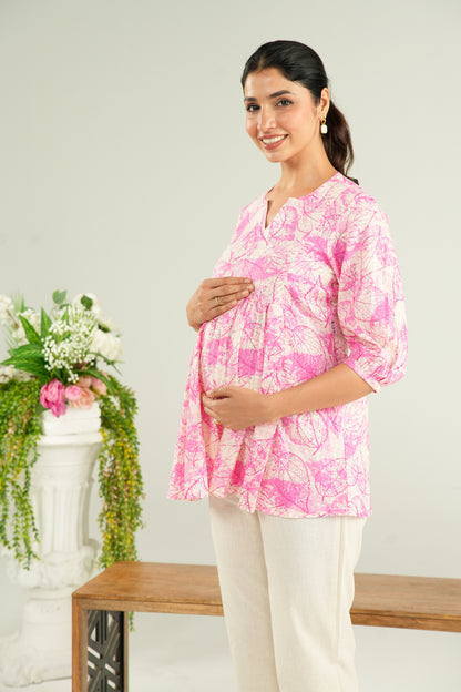 Fuchsia Fern Maternity & Nursing Top