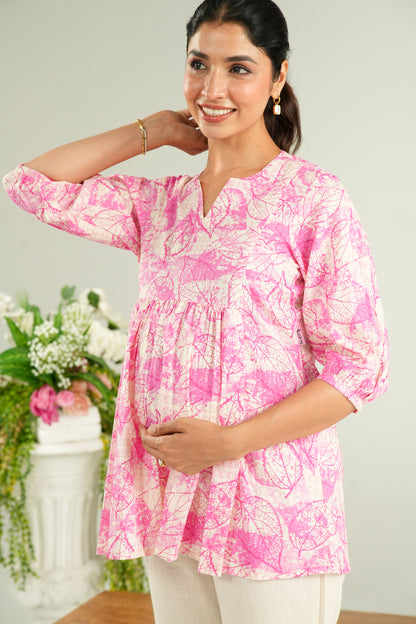 Fuchsia Fern Maternity & Nursing Top