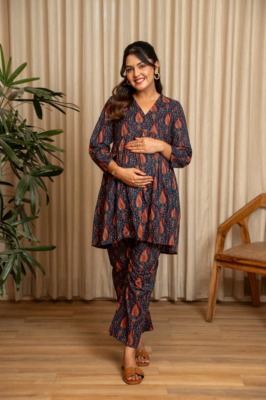 Vintage Ambi Garden Maternity & Nursing Co-ord Set