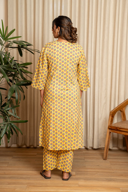 Sunehri Phool Pleated Maternity & Nursing Kurta Set
