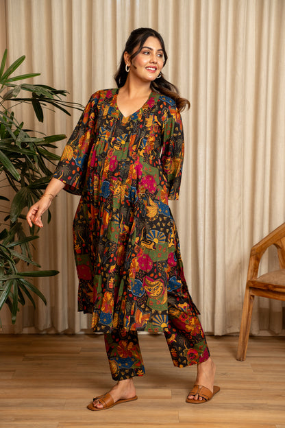 Rangrez Bazaar Pleated Maternity & Nursing Kurta Set