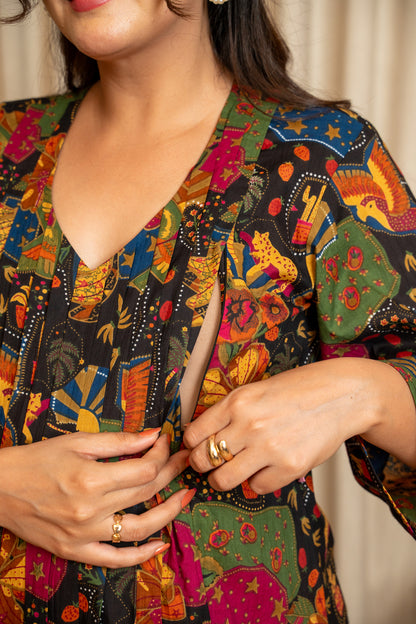 Rangrez Bazaar Pleated Maternity & Nursing Kurta Set