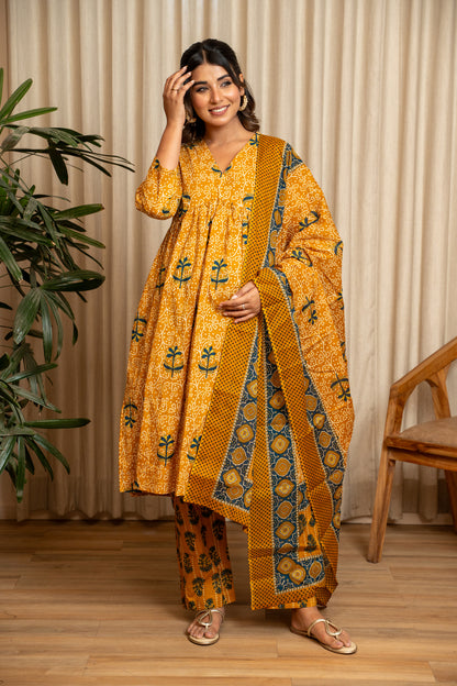 Amaltas Grove Maternity & Nursing Kurta Pant Set with Dupatta