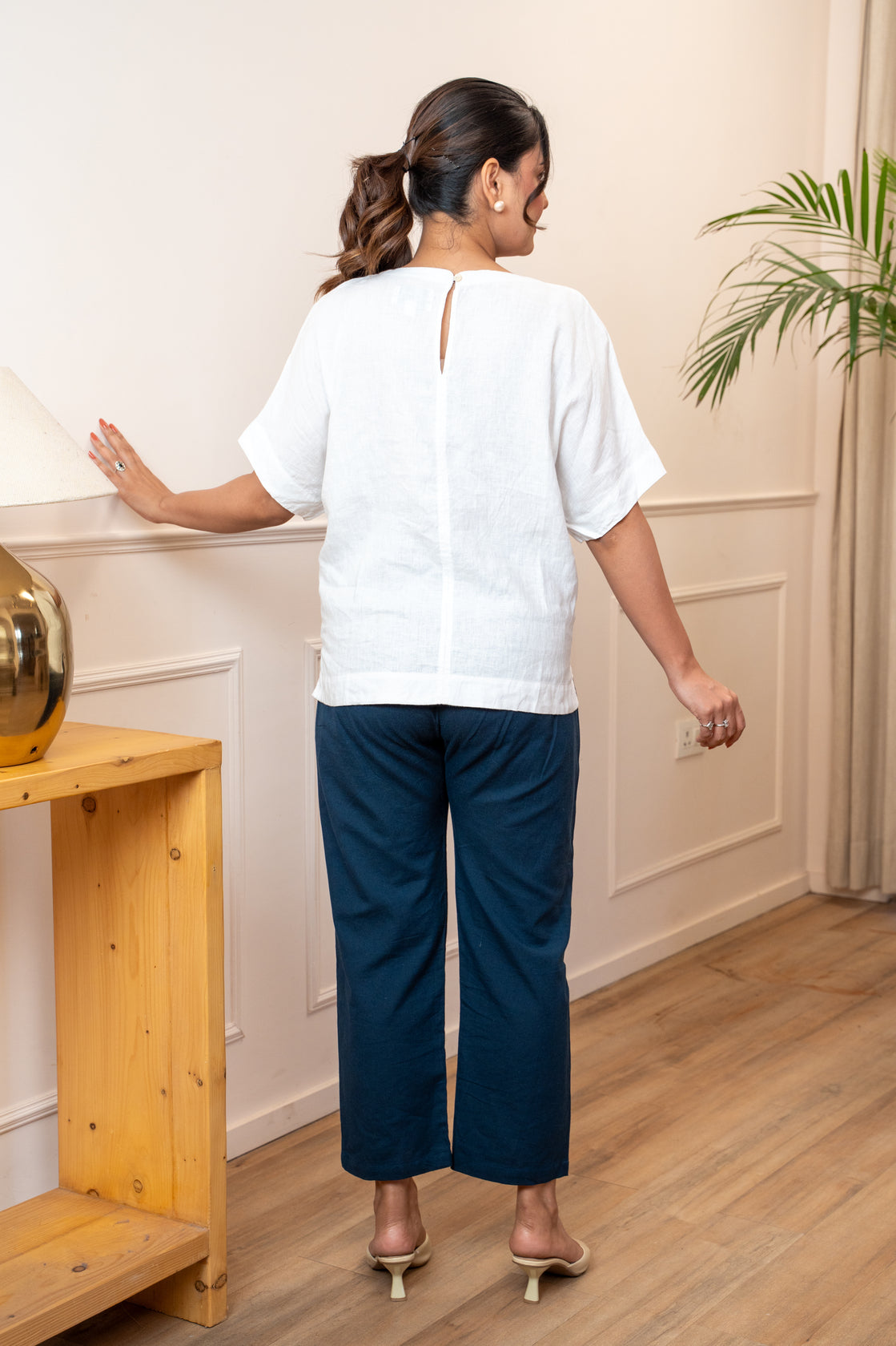 Calm Indigo Cotton High Rise Maternity Pant