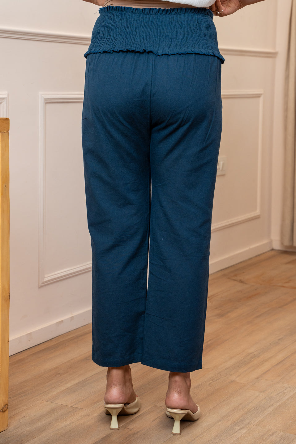 Calm Indigo Cotton High Rise Maternity Pant