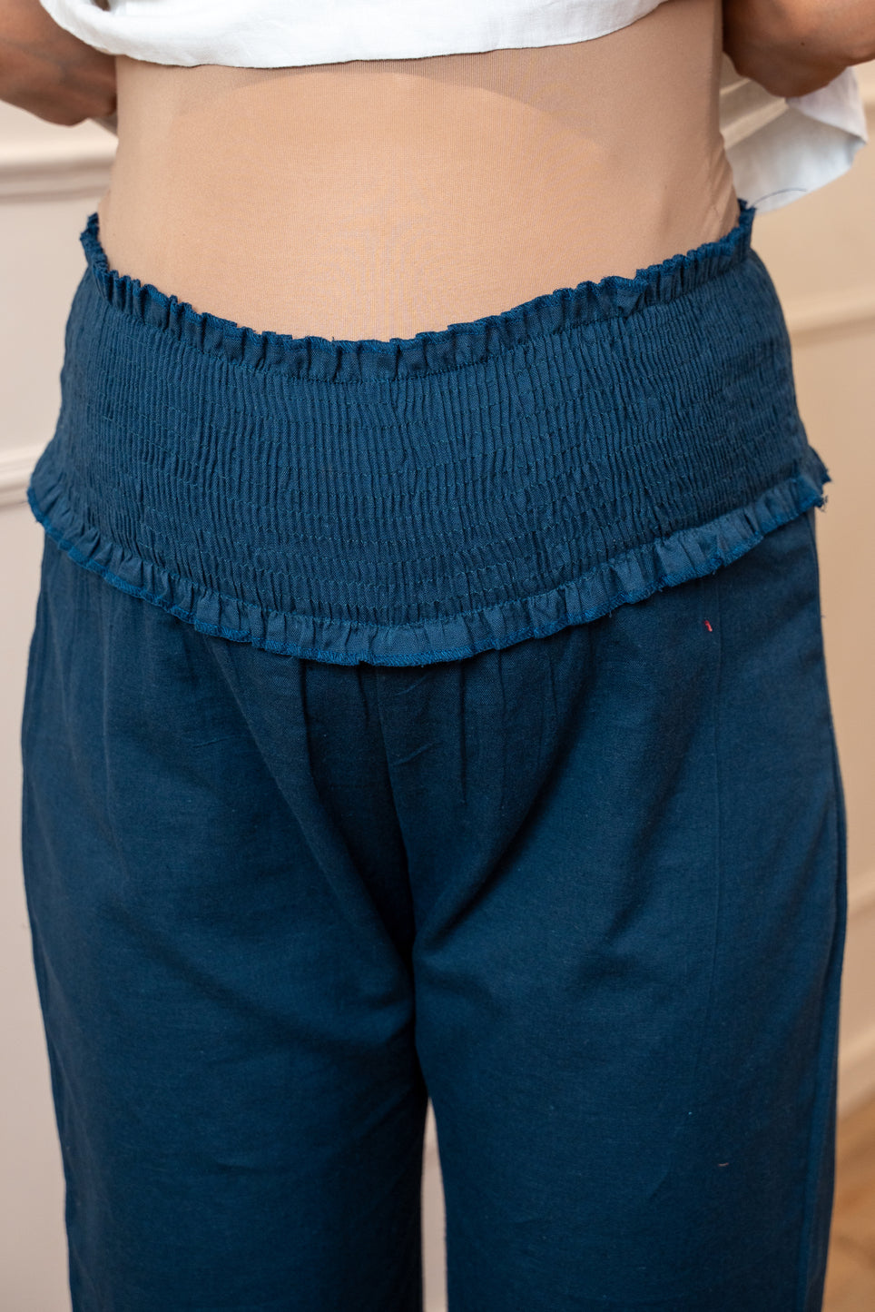 Calm Indigo Cotton High Rise Maternity Pant