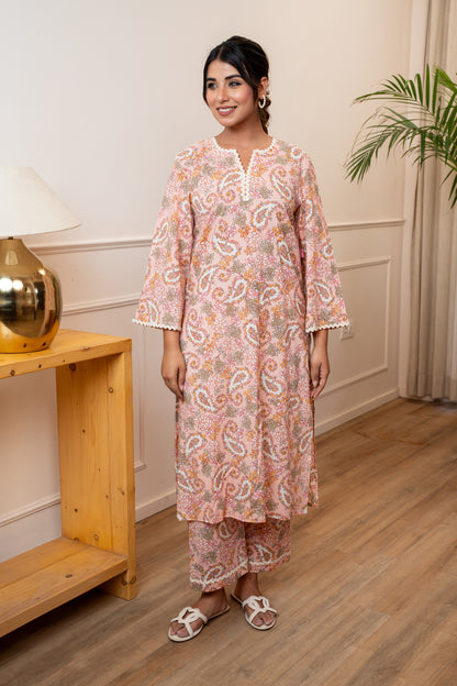 Blush Bloom Lace Cotton Co-ord Set